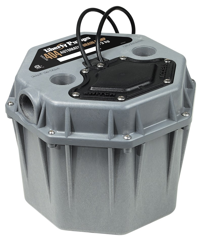 Liberty 404cv/a 1/3 HP, Residential Drain Pump, Short Profile, 1-1/2" Vent, Inlet And Discharge, 1-1/2" Check Valve And Standard Alm-2 Alarm