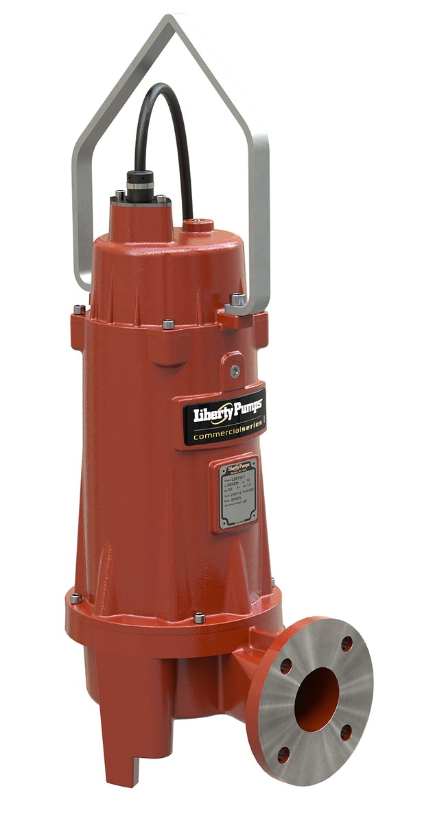 Liberty LSS204V-1 2 HP, Sewage Pump, 3 Ph, 460V, 2-vane Open Iron Impeller, Vertical Discharge, 100' Cord