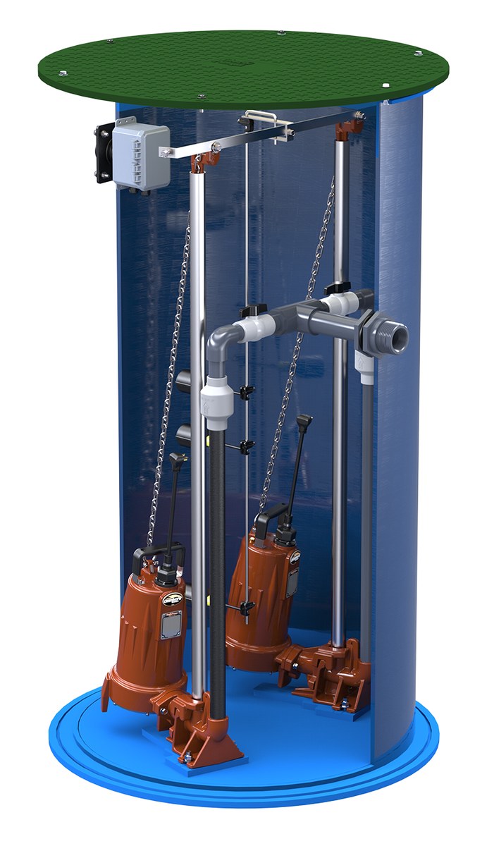 Liberty D3660lsg202-c-36 2 HP, Duplex Grinder Package, 1ph, 208-230v, 2" Discharge With 36" x 60" Basin, Ae-series Control Panel And External Capacitor