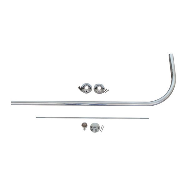 1" x 6 FT Aluminum Corner Shower Rod (ELL) Bar With Flanges And Support Hardware 0602006