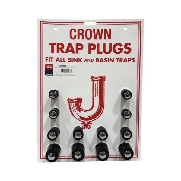 Assorted Rubber Trap Plugs on Card 1218002