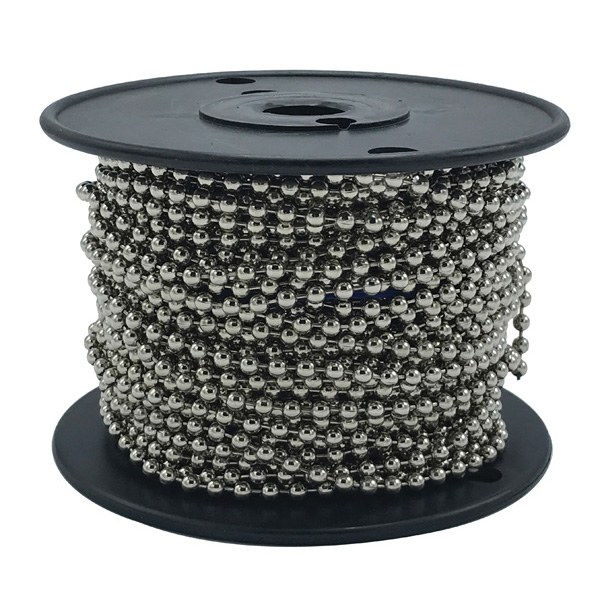100' Roll Nickel-Plated Brass Beaded Chain #10 (3/16") 1616006