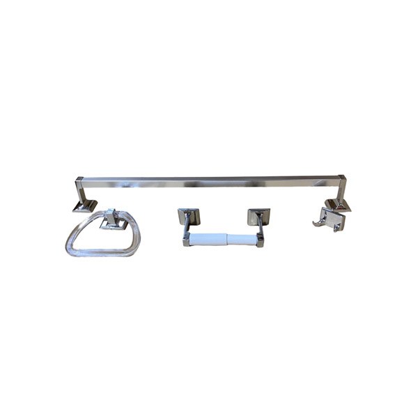 4 Piece Chrome-Plated Bathware Set with 24" Towel Bar 1645102