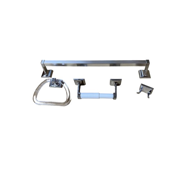 4 Piece Chrome-Plated Bathware Set with 18" Towel Bar 1645104