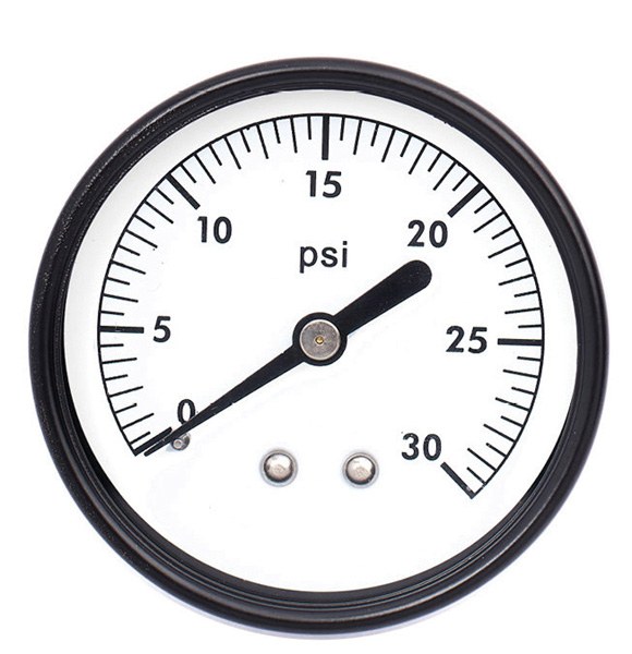 2 1/2" 30 PSI 1/4" Backoutlet Press Gauge 1714002