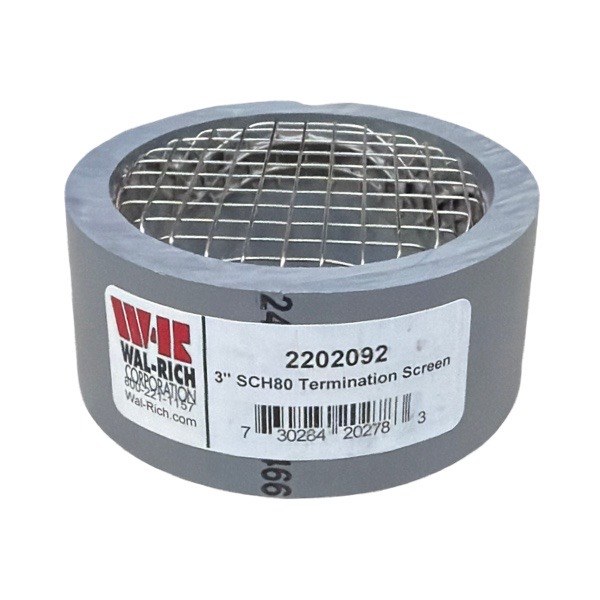 3" Gray Schedule 80 PVC Termination Screen 2202092