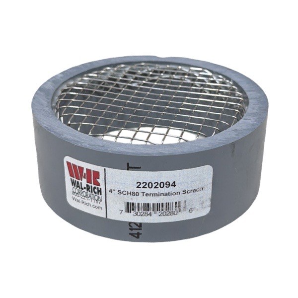 4" Gray Schedule 80 PVC Termination Screen 2202094