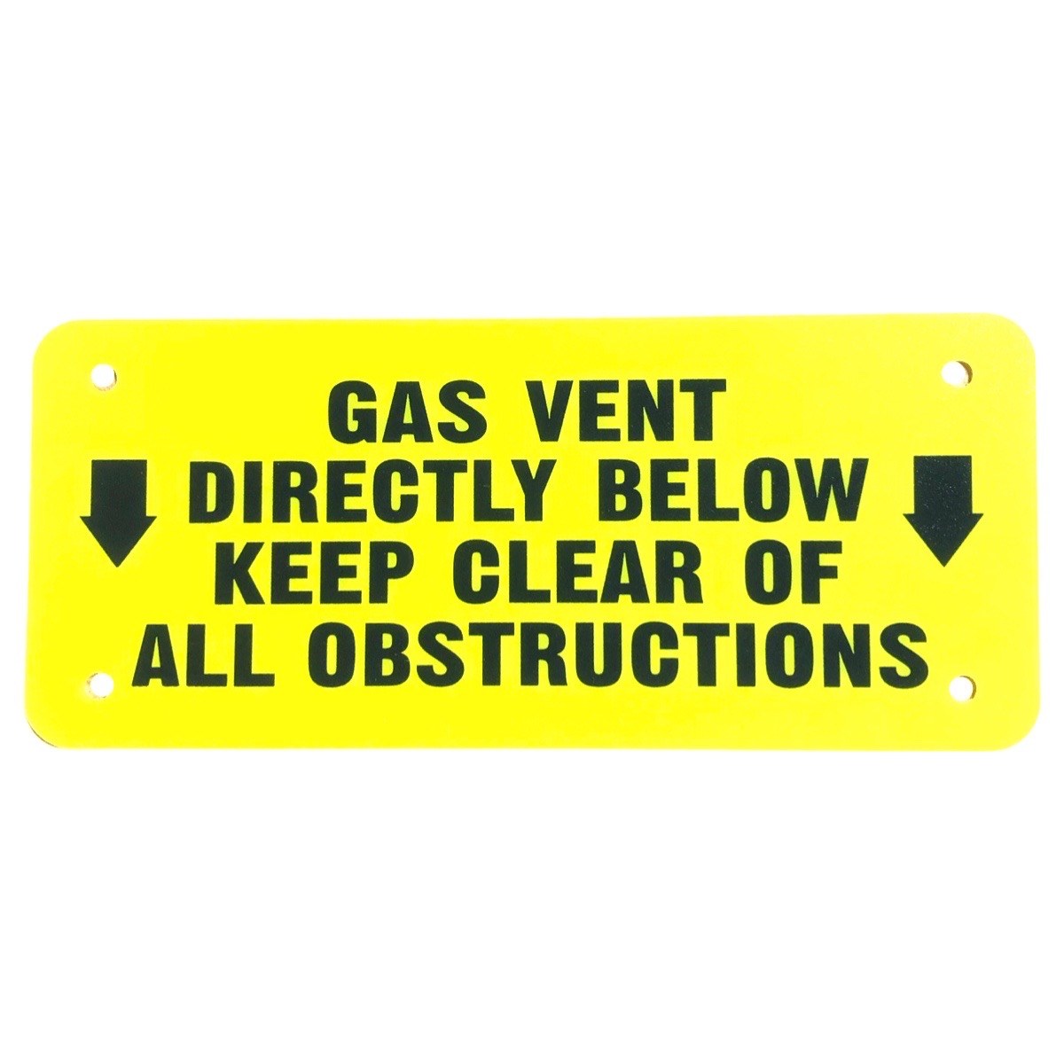 Yellow Plastic Sign "GAS VENT PIPING BELOW" 2425060