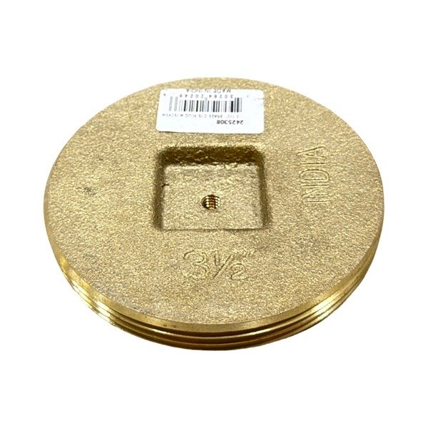 3 1/2" Brass Countersunk Cleanout Plug - Tapped 2425308