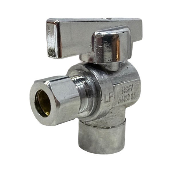 3/8" OD x 1/2" SWT Angle Quarter-Turn Compression Stop (Lead-Free) 4220005