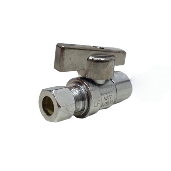 3/8" OD x 1/2" SWT Straight Quarter-Turn Compression Stop (Lead-Free) 4220015