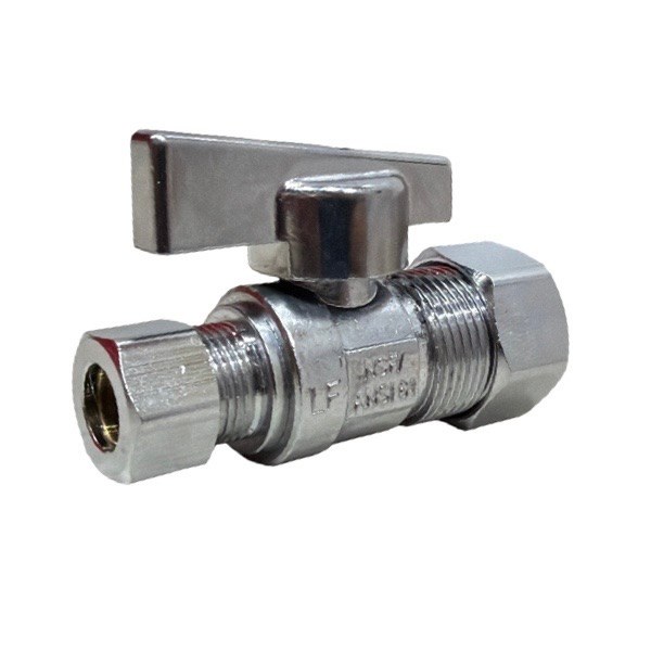 3/8" OD x 5/8" OD Straight Quarter-Turn Compression Stop (Lead-Free) 4220017