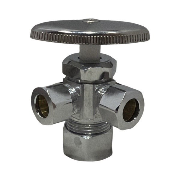 3/8" OD x 3/8" OD x 5/8" OD Chrome-Plated 3 Way Stop (Lead-Free) 4221002