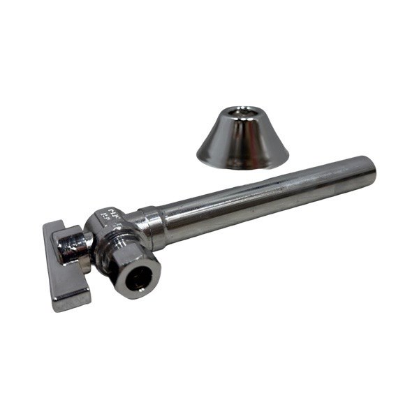 3/8" OD x 1/2" SWT Angle Quarter-Turn Compression Stop With 5" Extension (Lead-Free) 4222020