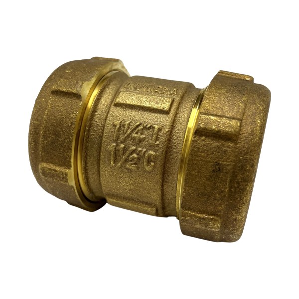 1 1/4" Short Brass Compression Coupling (Lead-Free) (Also Fits 1 1/2" CTS) 4531008