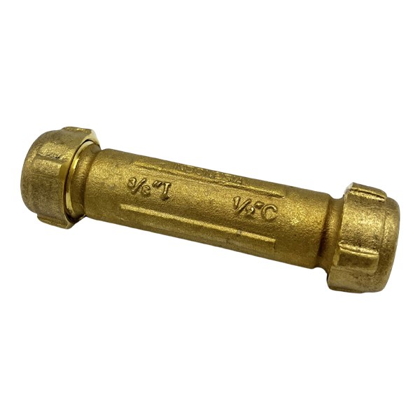 3/8" Long Brass Compression Coupling (Lead-Free) (Also fits 1/2" CTS) 4532000
