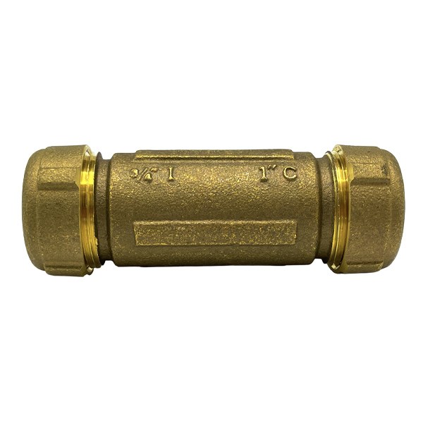 3/4" Long Brass Compression Coupling (Lead-Free) (Also fits 1" CTS) 4532004