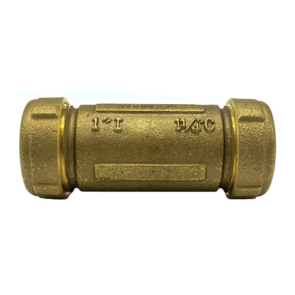 1" Long Brass Compression Coupling (Lead-Free) (Also Fits 1 1/4" CTS) 4532006