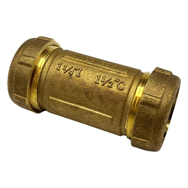1 1/4" Long Brass Compression Coupling (Lead-Free) (Also Fits 1 1/2" CTS) 4532008