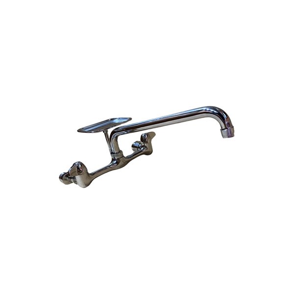 8" Two-Handle Chrome-Plated Wall-Mount Faucet with 12" Spout and Soap Dish 4702004