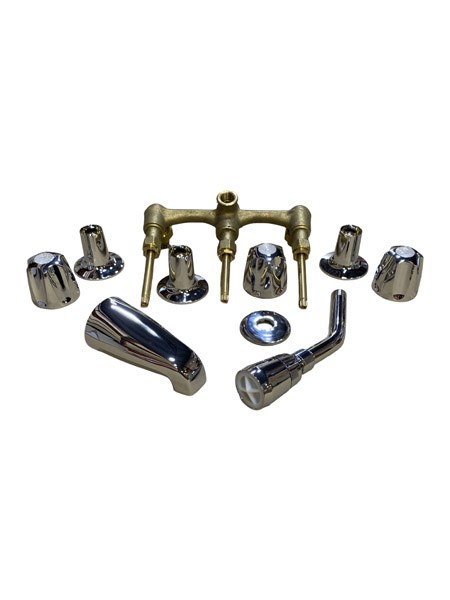 8" Three-Handle Chrome Plated Tub/Shower Faucet with Tub Spout, Shower Head, and Shower Arm 4703302