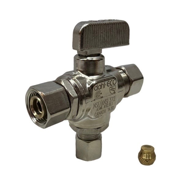3/8" Female Compression x 1/4" OD x 3/8" OD RetroValve RV502LF